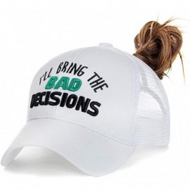 Baseball Caps Womens High Ponytail Hats-Cotton Baseball Caps with Embroidered Funny Sayings - Decisions-white - CV18T9SZLLA $...