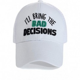 Baseball Caps Womens High Ponytail Hats-Cotton Baseball Caps with Embroidered Funny Sayings - Decisions-white - CV18T9SZLLA $...