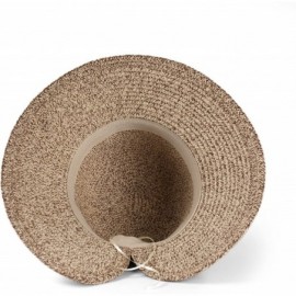 Sun Hats Women Straw Woven Bowknot Decor Panama Summer Beach Sun Hat Trilby Fedora - Tan - CH183L4AY8A $17.52