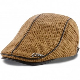 Newsboy Caps Men Beret Hat Cotton Buckle Adjustable Newsboy Hats Cabbie Gatsby Cap - Hat-t7-khaki - CL18Y2YM4ZC $11.84