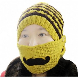 Skullies & Beanies Women's Beard Mustache Knitted Striped PHat Hip Hop Beanie Cap - Knit Biege Yellow - C411SCFVP79 $7.74