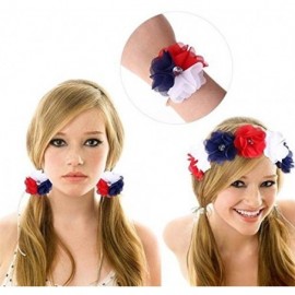 Headbands Red White and Blue Patriotic American Flag Headband USA (Red White Blue Flower) - CQ18EGQXD85 $11.48