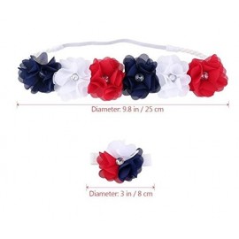 Headbands Red White and Blue Patriotic American Flag Headband USA (Red White Blue Flower) - CQ18EGQXD85 $11.48