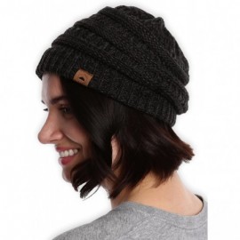 Skullies & Beanies Womens Cable Knit Beanie - Warm & Soft Stretch Winter Hats for Cold Weather - Black Gray - CX184AKWQL6 $9.93