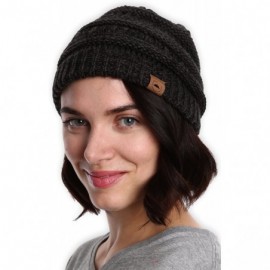 Skullies & Beanies Womens Cable Knit Beanie - Warm & Soft Stretch Winter Hats for Cold Weather - Black Gray - CX184AKWQL6 $9.93