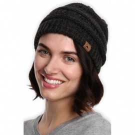 Skullies & Beanies Womens Cable Knit Beanie - Warm & Soft Stretch Winter Hats for Cold Weather - Black Gray - CX184AKWQL6 $9.93