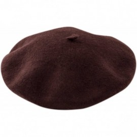 Berets French Beret - Wool Solid Color Womens Beanie Cap Hat - Brown - C412FMUX2XL $8.83