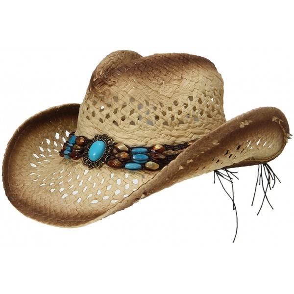 Cowboy Hats Western Outback Straw Cowboy Hat for Men Cowgirl Hat for Women Roll Up Wide Brim Hat - Beige - CX18QE0C4N5 $11.69