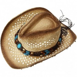 Cowboy Hats Western Outback Straw Cowboy Hat for Men Cowgirl Hat for Women Roll Up Wide Brim Hat - Beige - CX18QE0C4N5 $11.69