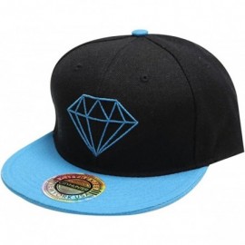 Baseball Caps Diamond Snapback Cap - Black/Turquoise - CQ12CAI2CD3 $16.07