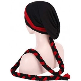 Skullies & Beanies Chemo Cancer Turbans Hat Cap Twisted Braid Hair Cover Wrap Turban Headwear for Women - Black Red - CI18X99...