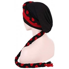 Skullies & Beanies Chemo Cancer Turbans Hat Cap Twisted Braid Hair Cover Wrap Turban Headwear for Women - Black Red - CI18X99...