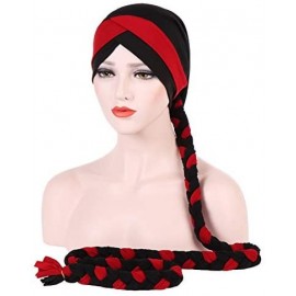 Skullies & Beanies Chemo Cancer Turbans Hat Cap Twisted Braid Hair Cover Wrap Turban Headwear for Women - Black Red - CI18X99...