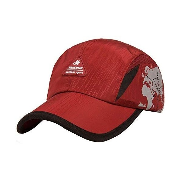 Baseball Caps Mens Golf Baseball Race Running Summer Mesh Tennis Ball Quick Dry Hat Cap Visor - Red - CJ12KH3EDXL $11.81