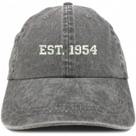 Baseball Caps EST 1954 Embroidered - 66th Birthday Gift Pigment Dyed Washed Cap - Black - CL180QZNE6M $17.36