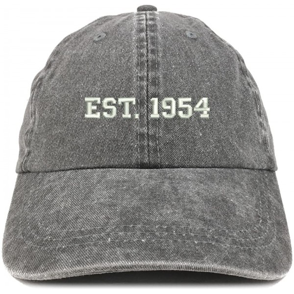 Baseball Caps EST 1954 Embroidered - 66th Birthday Gift Pigment Dyed Washed Cap - Black - CL180QZNE6M $17.36