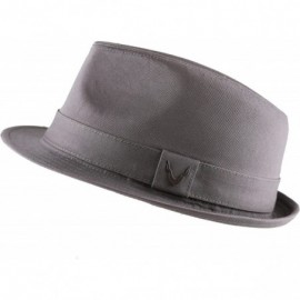 Fedoras Black Horn Unisex Cotton Wool Blend Herringbone Trilby Fedora Hats - Cotton- Charcoal - CL187LASXCH $31.73