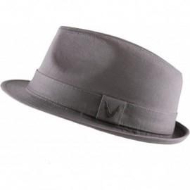 Fedoras Black Horn Unisex Cotton Wool Blend Herringbone Trilby Fedora Hats - Cotton- Charcoal - CL187LASXCH $12.17