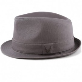 Fedoras Black Horn Unisex Cotton Wool Blend Herringbone Trilby Fedora Hats - Cotton- Charcoal - CL187LASXCH $12.17