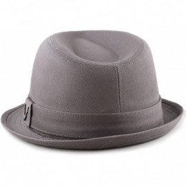 Fedoras Black Horn Unisex Cotton Wool Blend Herringbone Trilby Fedora Hats - Cotton- Charcoal - CL187LASXCH $12.17