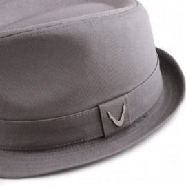 Fedoras Black Horn Unisex Cotton Wool Blend Herringbone Trilby Fedora Hats - Cotton- Charcoal - CL187LASXCH $12.17