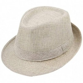 Fedoras Summer Linen Foldable Sun Panama Hat Fedoras Outdoor Travel Hats - Beige - C5184HMC58I $14.67