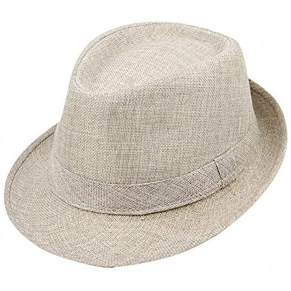 Fedoras Summer Linen Foldable Sun Panama Hat Fedoras Outdoor Travel Hats - Beige - C5184HMC58I $8.04