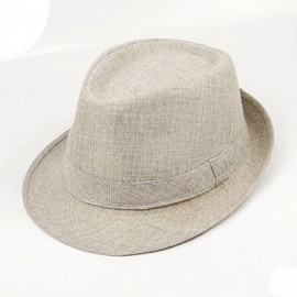 Fedoras Summer Linen Foldable Sun Panama Hat Fedoras Outdoor Travel Hats - Beige - C5184HMC58I $8.04