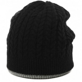 Skullies & Beanies Unisex Thick Wool Knit Baggy Slouchy Beanie Hat Watch Cap for Men Women - 89225_black - CU18AQ79Y0M $15.26