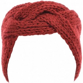 Cold Weather Headbands Women's Solid Cable Knitted Headband Headwrap Comfortable - Red - CZ193WYS3A2 $14.49