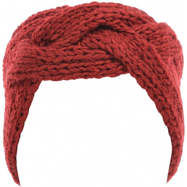 Cold Weather Headbands Women's Solid Cable Knitted Headband Headwrap Comfortable - Red - CZ193WYS3A2 $14.49