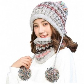 Skullies & Beanies Women Fleece Lined Winter Beanie Hat Ski Cap Ear Flaps Peruvian Dual Layered Pompoms - C03-m8771-gray - C0...