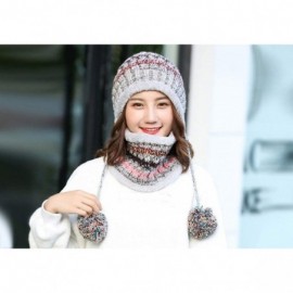 Skullies & Beanies Women Fleece Lined Winter Beanie Hat Ski Cap Ear Flaps Peruvian Dual Layered Pompoms - C03-m8771-gray - C0...
