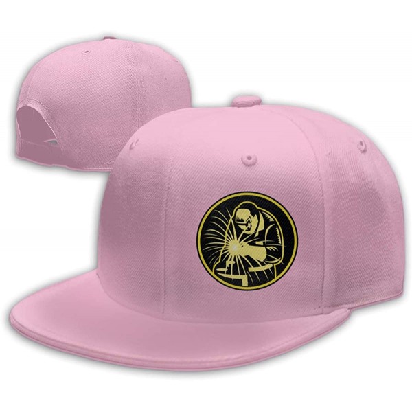 Baseball Caps Yellow Welder Welding Snapback Flat Baseball Cap Men's Adjustable - Pink - CE196XMUWLZ $14.16