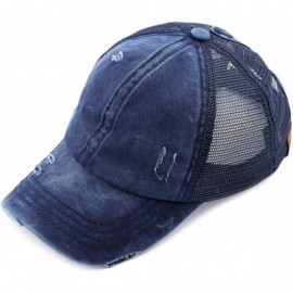 Baseball Caps Exclusives Hatsandscarf Distressed Adjustable - Navy - CI18OXY96L6 $12.18
