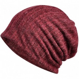 Skullies & Beanies Women's Chemo Hat Beanie Scarf Liner for Turban Hat Headwear for Cancer - 2 Pack Wine Red & White - C318OS...