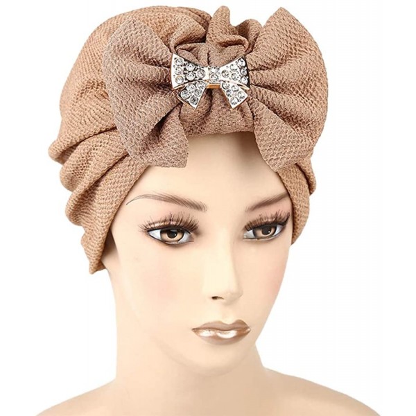 Skullies & Beanies Womens Bowknot Turban Headwear Puggaree - Khaki6 - CE18H06IWHY $14.39