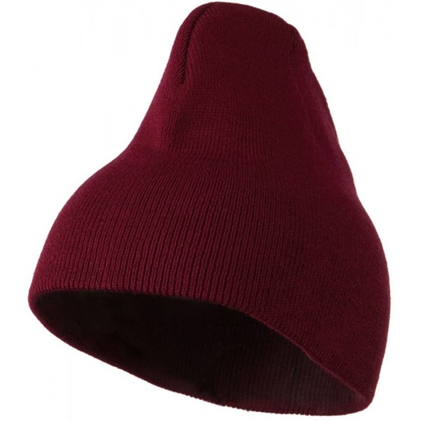 Skullies & Beanies 8 inch Acrylic Short Blank Beanie - Maroon - CG11BKZVY47 $13.35