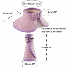 Sun Hats Foldable Sun Visors for Women - Beach Hat Wide Brim Sun Hat Roll-Up Straw Hat - CS18WQEETO6 $15.68