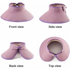 Sun Hats Foldable Sun Visors for Women - Beach Hat Wide Brim Sun Hat Roll-Up Straw Hat - CS18WQEETO6 $15.68