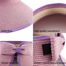 Sun Hats Foldable Sun Visors for Women - Beach Hat Wide Brim Sun Hat Roll-Up Straw Hat - CS18WQEETO6 $15.68