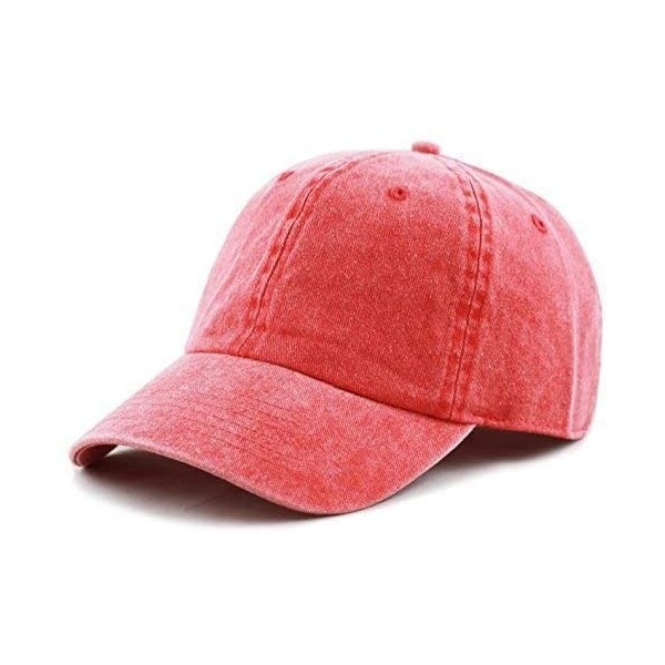 Baseball Caps 100% Cotton Pigment Dyed Low Profile Dad Hat Six Panel Cap - 1. Red - CB189A3IUL9 $8.68