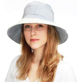 Bucket Hats Light Weight Packable Women's Wide Brim Sun Bucket Hat - Viviane-sea Blue - CM18GQOLSHY $18.19