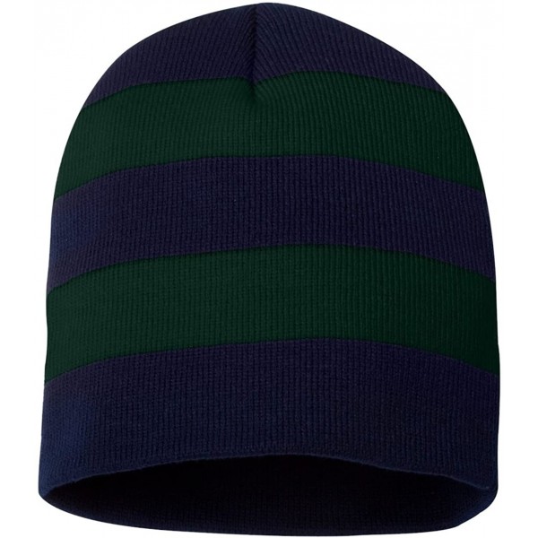 Skullies & Beanies SP01 - Rugby Striped Knit Beanie - Navy/ Forest - CW1180CU56L $8.70