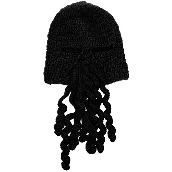 Skullies & Beanies Crochet Octopus Tentacle Beanie Hat Squid Cover Cap Knitted Beard Caps - Black - CW12GALZ14D $8.57