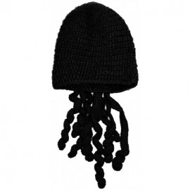 Skullies & Beanies Crochet Octopus Tentacle Beanie Hat Squid Cover Cap Knitted Beard Caps - Black - CW12GALZ14D $8.57