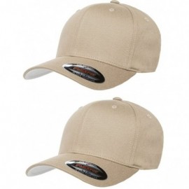 Baseball Caps 2-Pack Premium Original Cotton Twill Fitted Hat w/THP No Sweat Headliner Bundle Pack - Khaki - CC185G5RXTG $24.98