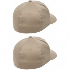 Baseball Caps 2-Pack Premium Original Cotton Twill Fitted Hat w/THP No Sweat Headliner Bundle Pack - Khaki - CC185G5RXTG $24.98