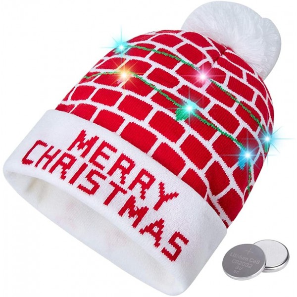 Skullies & Beanies Unisex Ugly LED Christmas Hat Novelty Colorful Light-up Stylish Knitted Sweater Xmas Party Beanie Cap(6 Li...