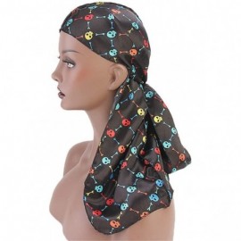 Skullies & Beanies Print Silky Durags Turban Silk Du Rag Waves Caps Headwear Do Doo Rag for Women Men - Tjm-05k-4 - CQ197W394...